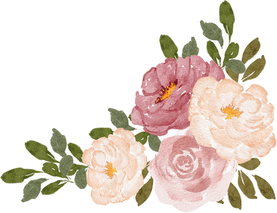 Peony Flowers and Leaves