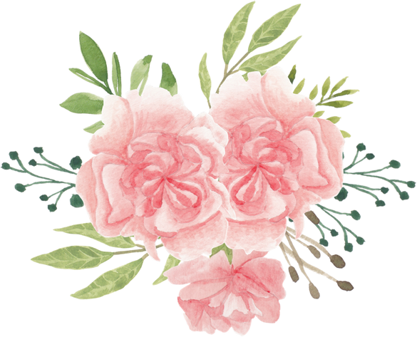 Watercolor Pink Carnation Flower Arrangement